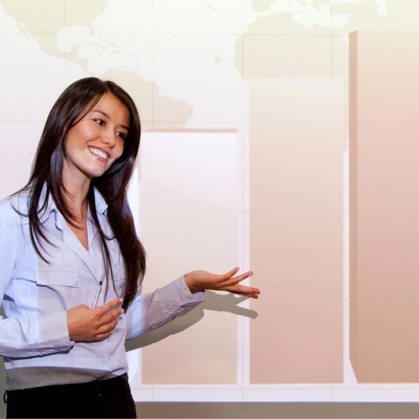 Smiling woman making a business presentation - Changing Point